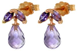 Galaxy Gold GG 14k Rose Gold Stud Earrings with Natural Amethysts - £224.96 GBP+