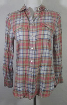 J Crew Womens XS Top Button Down Plaid Multicolor Long Sleeve Cotton Collared - $19.99