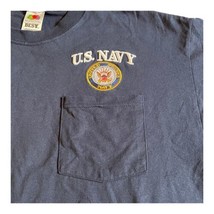 U.S. Navy Embroidered Seal Vintage Fruit of the loom Pocket Tee Tshirt Size XL - £16.91 GBP