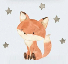 Cute Fox Wall Sticker, Forest Animal Fox and Stars Self-adhesive Stickers - £2.52 GBP