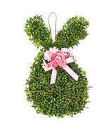 NEW Faux Boxwood Bunny Door Hanger Easter Wreath Spring Wall Decor green... - £7.78 GBP