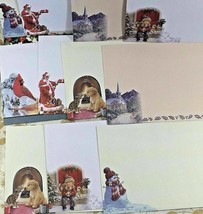 Set 11 Christmas Holiday Decorative Envelopes Santa Claus Sled Snowman Dog Cat - £15.69 GBP