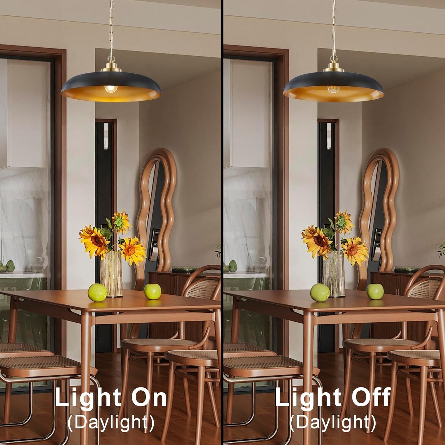 NZZDYI 2 Pieces Large Black and Gold Pendant Lighting 17.7inch Farmhouse Item image 5