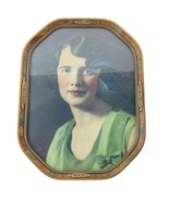 Art Deco Frame Vintage Photograph Print Young Woman 1920s Hand Tinted  B... - $110.48
