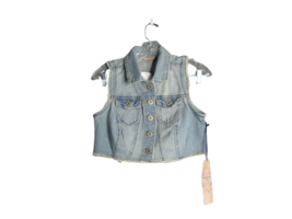 Highway Jeans Distressed Vest Light Wash Denim Button Down Womens Size Small - £12.51 GBP