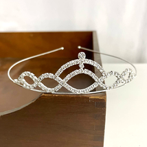 Clear Rhinestone Metal Silver Tone Swirl Design Hair Tiara Crown NEW - $13.50