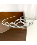 Clear Rhinestone Metal Silver Tone Swirl Design Hair Tiara Crown NEW - £10.59 GBP