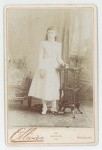 Antique Circa 1880s Cabinet Card Beautiful Young Girl Ollivier Brooklyn, NY - £7.46 GBP