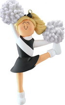 Personalized Name Cheerleader Cheer Leader Black Uniform Blonde Hair Ornament - £11.46 GBP