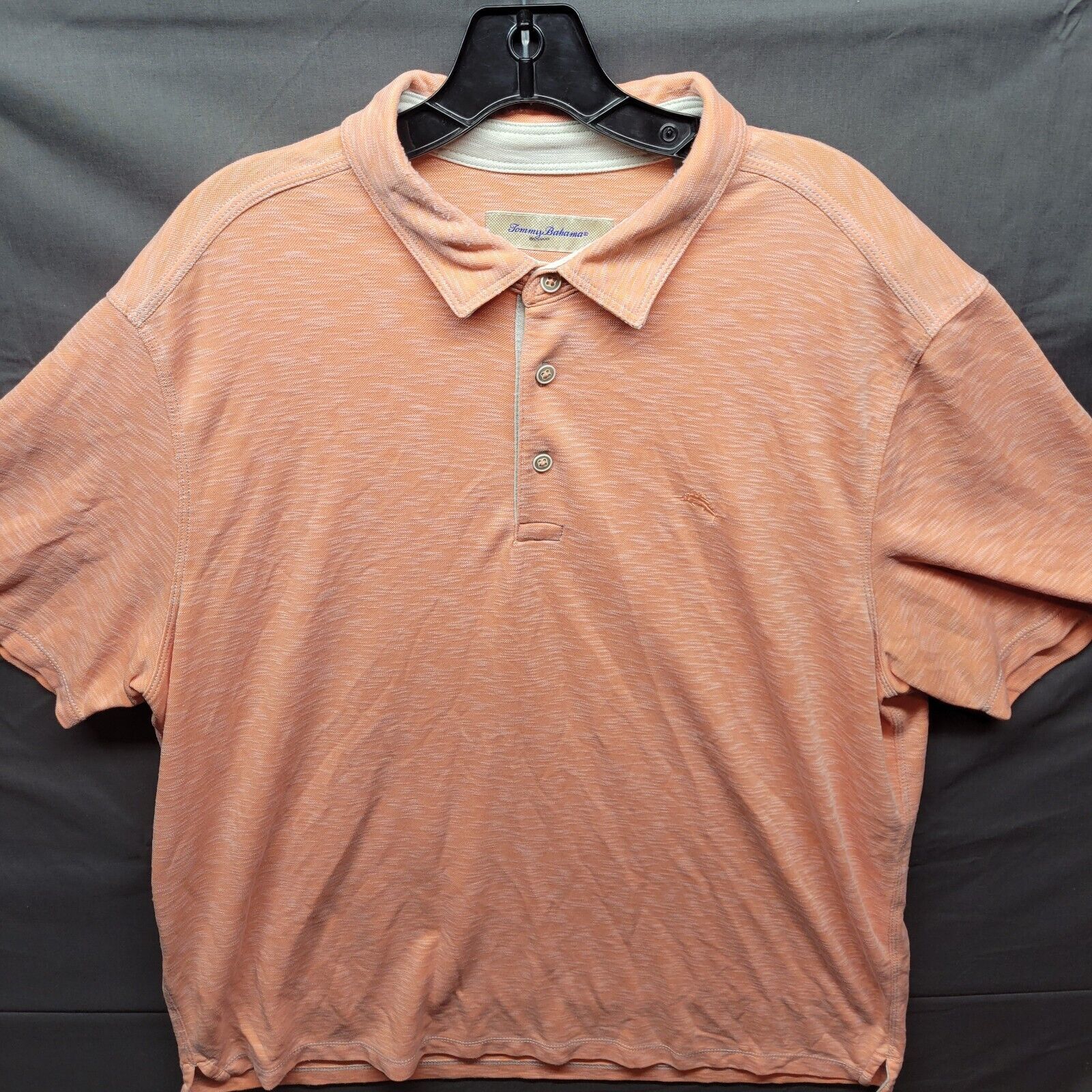 Tommy Bahama Men's Size XL Orange White Striped Modal/poly Polo Shirt - £19.97 GBP