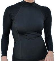 Women&#39;s Black Poly Fleece, Thermal, Long Sleeve Rash Guard-AB Sizes: Small-XL - £25.17 GBP