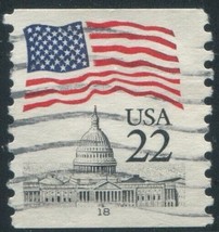 U.S. Scott 2115b - 22c Flag Over Capital - Used PS1 - Pl No. 18 - Wide Tagging - £3.98 GBP