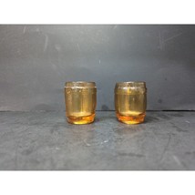 Amber Beer Barrel Mini Shot Glass Set Of 2, Vintage Bar Mug, Toothpick H... - $13.57 CAD