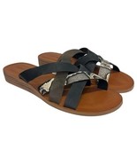 Lucky Brand Sandals Womens 8.5 Black Snake Hallisa Crisscross Slide Slip On - €18,63 EUR