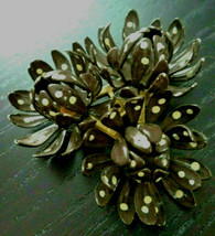 Vintage Polkadot Spotted Dotted enamel Flower Brooch Pin 2.25 inch - $14.84