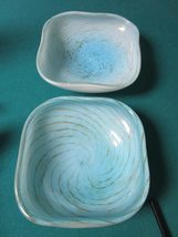 Hand Blown Compatible With Murano Blue Bowls Square Spiral In Gold [*GL15] - £97.12 GBP