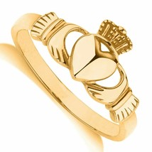 Women&#39;s 14K Yellow Gold Plated Claddagh Promise Friendship Ring Band Size 5-10 - £29.23 GBP
