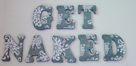 Wood Letters- Wall Letters- Decorated Letters-Large- &quot;GET NAKED&quot; Bathroom Decor - £38.28 GBP