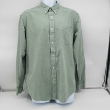 Lands End Mens Button Down Shirt Large 16-16.5 Traditional Fit Green Long Sleeve - £11.87 GBP