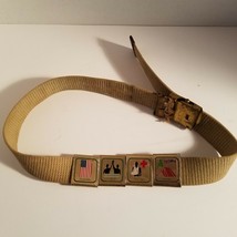 Official Boy Scouts Of America Uniform Belt W/Several Skill Awards Brass - £10.39 GBP