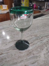 Pier 1 Large Margarita Glass With Green Rim And Base-Brand New-SHIPS N 24 HOURS - £39.47 GBP