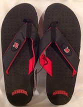 Wisconsin Badgers Men&#39;s Black Flip Flop Sandals With &quot;W&quot; Logo NEW Large ... - £14.09 GBP