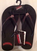 Wisconsin Badgers Ladies Wedge Bling Flip Flop Thong Sandals - NEW - Med... - £14.03 GBP