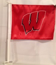 UW Wisconsin Badgers &quot;W&quot; Logo Red Car Flag NEW ~ Fly Your Wisconsin Pride! - $1,712.00