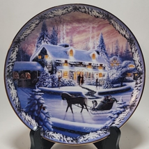 VILLAGE INN collector plate Renee McGinnis CHRISTMAS IN THE VILLAGE slei... - $24.74
