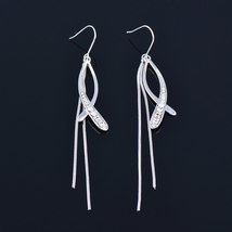SINLEERY Sexy Long Tassel Drop Earrings Yellow Gold Silver Color Inlay Cubic Zir - £8.21 GBP