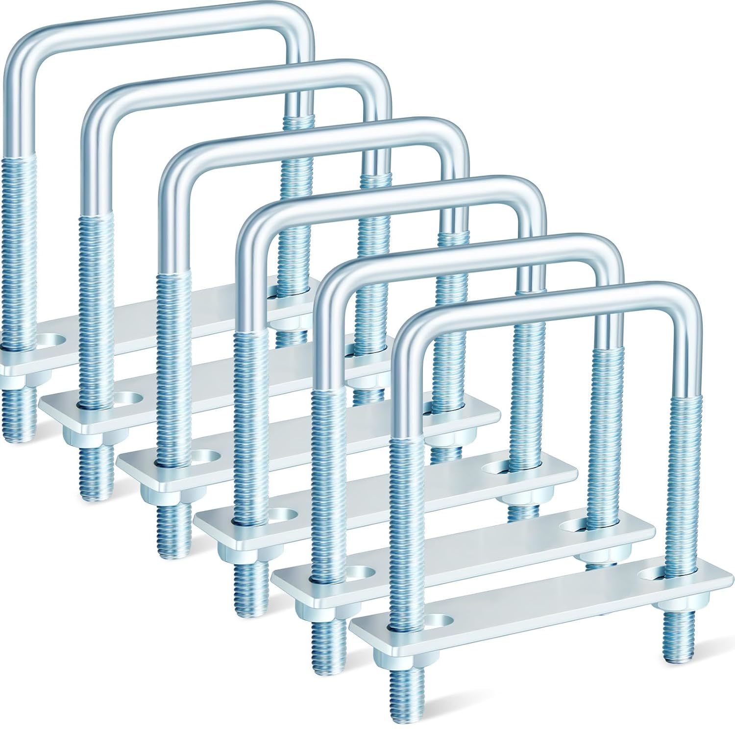 Zonon 6 Pcs Square U Bolt Zinc Plated Industrial And, 3/8&#39;&#39; X 3-5/8&#39;&#39; X 4&#39;&#39; - $30.99