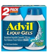 Advil Liqui Gels Ibuprofen 200 mg. Pain Reliever / Fever Reducer, 240 Ca... - $21.59