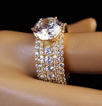 HUGE Engagement ring - 4ct absolute - pave cz band - gold over sterling ... - $285.00