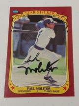 Paul Molitor Milwaukee Brewers 1986 Fleer Autograph Card #76 READ DESCRIPTION - £15.56 GBP