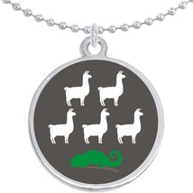 Llama Llama Chameleon Round Pendant Necklace Beautiful Fashion Jewelry - £8.51 GBP