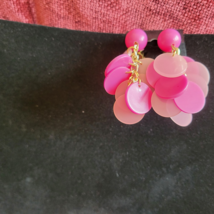 Vintage W. Germany Fuchsia and pink cha cha style earrings - £7.98 GBP