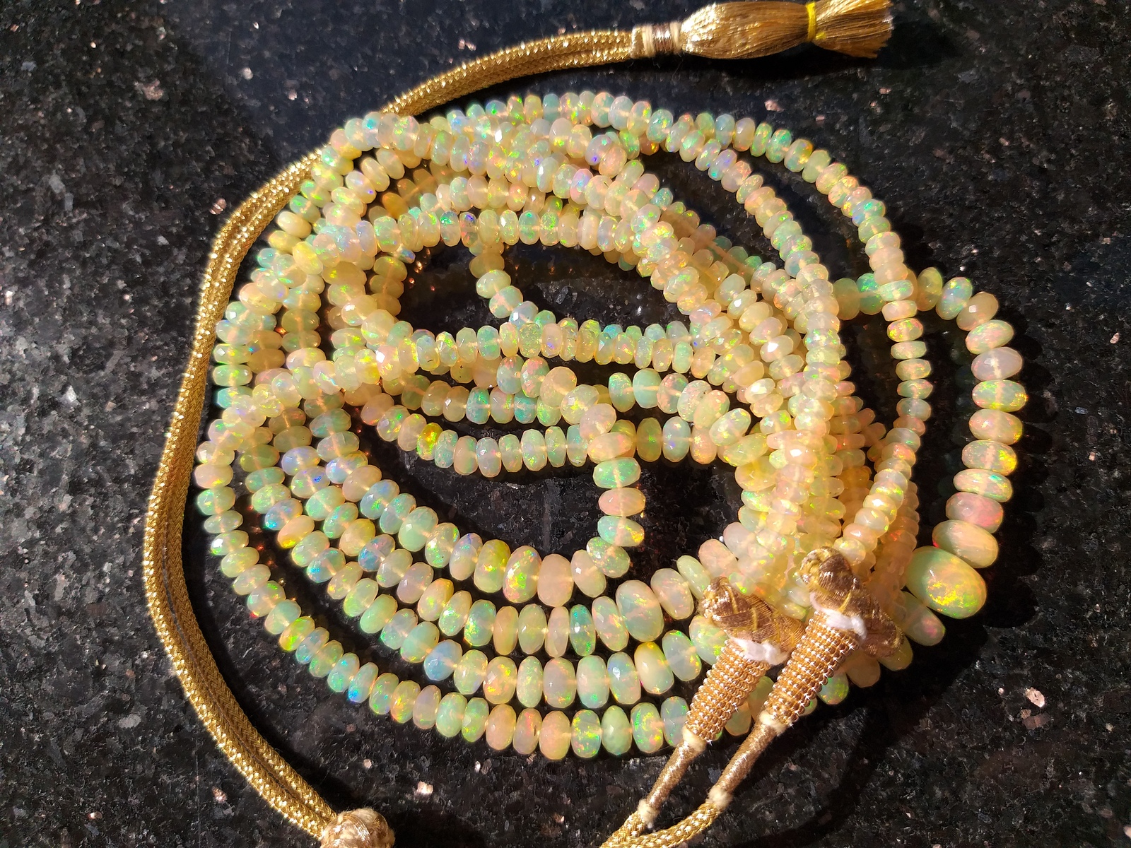 Primary image for Natural Ethiopian Welo Precious Faceted Opal Bead Necklace, Layer Beads Necklace