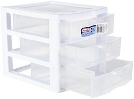 3 Drawer Clear Storage Bin, Desktop Drawer Storage Container, White - $24.55
