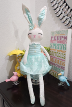 Easter Bunny Rabbit Girl Doll Pastel Dress Shelf Sitter Home Decor 26&quot; - £27.68 GBP
