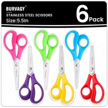 Kids Scissors 6-Pack, Scissors For School, Safety Scissors, Blunt Tip Scissors,  - £8.88 GBP