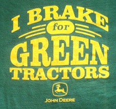 JOHN DEERE vintage T Shirt sz M I Brake for Green Tractors funny cotton yellow - £19.84 GBP