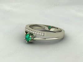 Emerald Diamond Gemstone Sterling Silver Multi Stone Wedding Women Ring Jewelry - £45.87 GBP