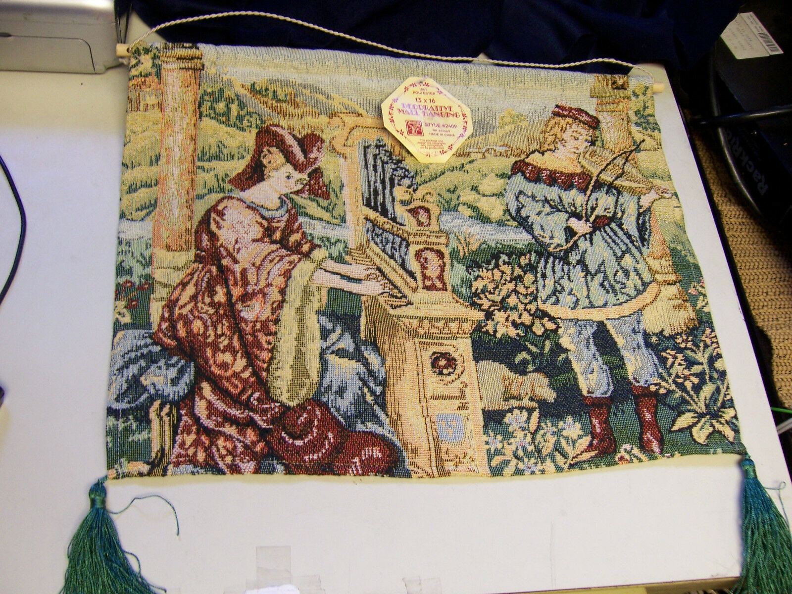 13 x 16 PIPE ORGAN AND LUTE VICTORIAN WALL TAPESTRY reproduction - $19.79