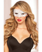 Women&#39;s Lace Eye Mask Costume Cosplay Floral White With Satin Ribbon Ties - £13.30 GBP