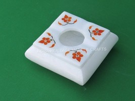 4&quot; Decorative Handmade Marble White Ashtray Hakik Inlay Design Patio Dec... - $81.55