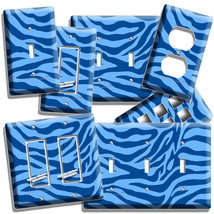 Blue Zebra Stripes Animal Prints Light Switch Outlet Wall Plates Room Home Decor - £10.17 GBP+