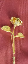 Vintage Gold tone Single Rose bud lapel /scarf  brooch Hat pin 3&quot; - £21.32 GBP