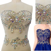 Hand Made Rhinestone Patches Sew On Beads Applique Stones For Front Dres... - $71.48