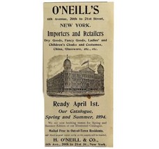 O&#39;Neill&#39;s Importers Retailers 1894 Advertisement Victorian New York City ADBN1kk - £11.98 GBP