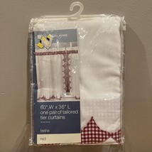 Essential Home by KMart Red Checked Tier Curtains Scalloped Tailored NOS... - $24.74